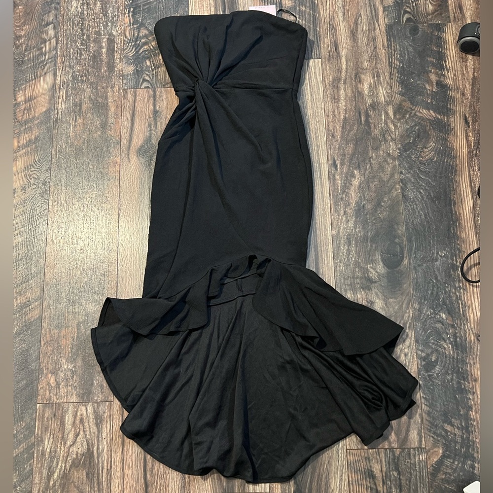 Black Strapless Midi Dress - Picture 6 of 11